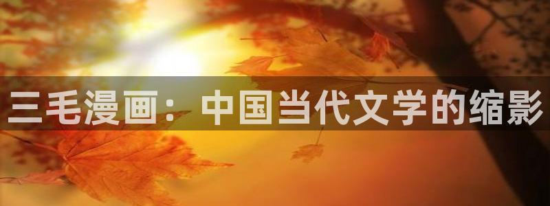 香蕉漫画入：三毛漫画：中国当代文学的缩影